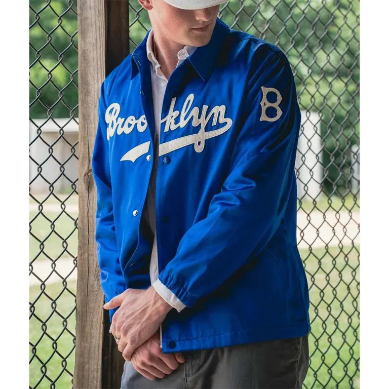 Brooklyn Dodgers 1945 Full-Snap Blue Satin Men's Bomber Windbreaker Jacket