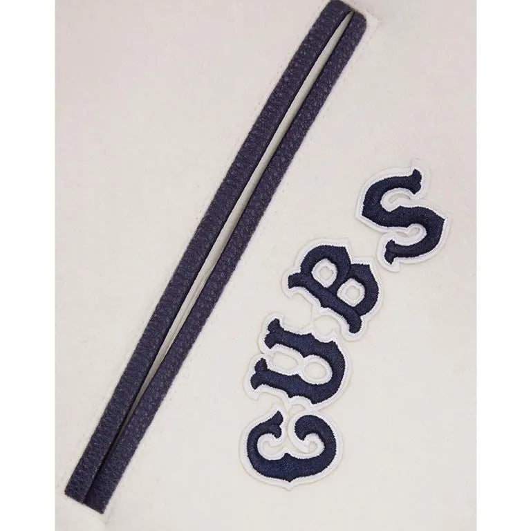 Chicago Cubs White Wool & Black Leather Sleeves Varsity Men's Jacket