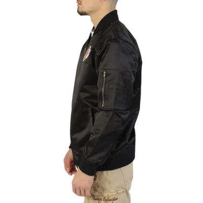 Los Angeles Lakers Vintage Logo Lightweight Full-Zip Varsity Black Satin Men's Bomber Jacket