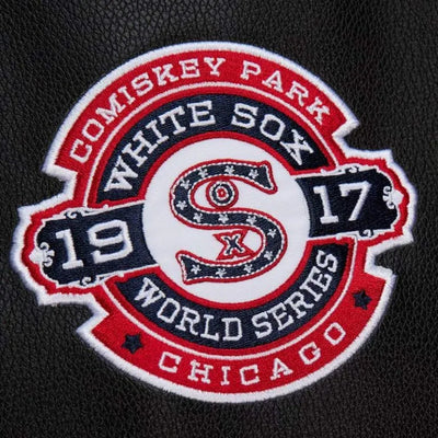 Chicago White Sox Black Out Wool/Leather Full-Snap Varsity Men's Jacket