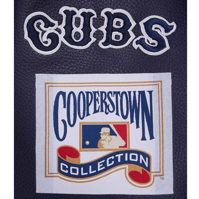 Chicago Cubs White Wool & Black Leather Sleeves Varsity Men's Jacket