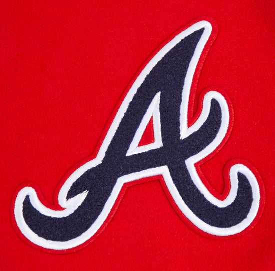 Atlanta Braves Script Tail Red Wool and White Leather Sleeves Varsity Men's Jacket