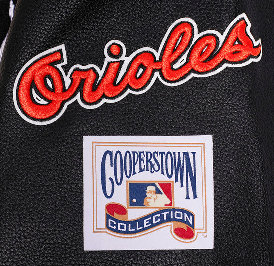 Baltimore Orioles Retro Classic Rib White Wool & Black Leather Sleeves Varsity Men's Jacket