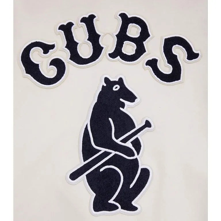 Chicago Cubs White Wool & Black Leather Sleeves Varsity Men's Jacket