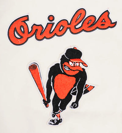 Baltimore Orioles Retro Classic Rib White Wool & Black Leather Sleeves Varsity Men's Jacket