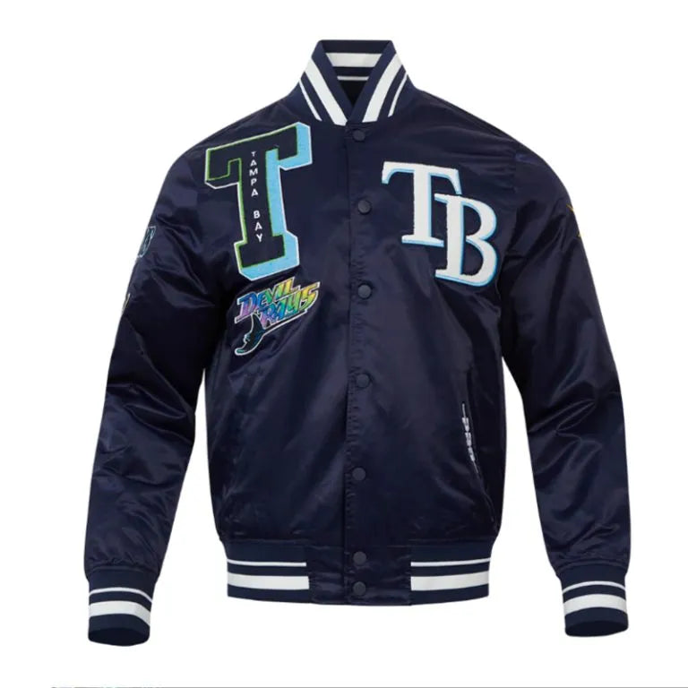 Tampa Bay Rays Mashup Classic Rib Navy Blue Full-Snap Satin Men's Jacket