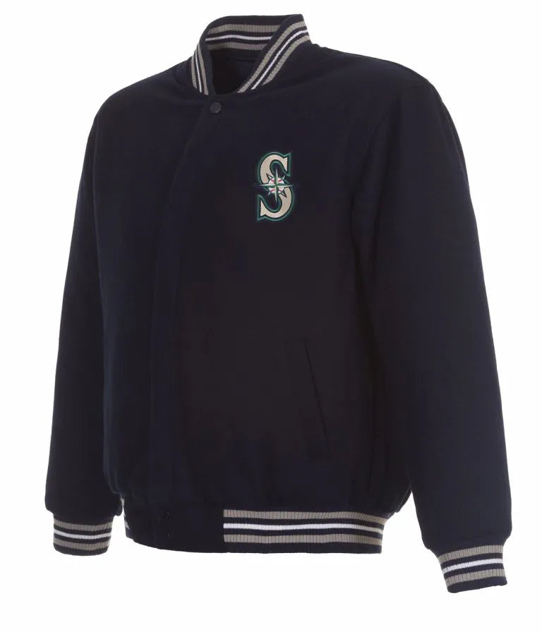 Seattle Mariners Bomber Navy Blue Wool Men's Varsity Jacket