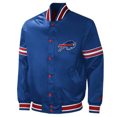 Buffalo Bills Midfield Full-Snap Varsity Royal blue Satin Men's Bomber Jacket