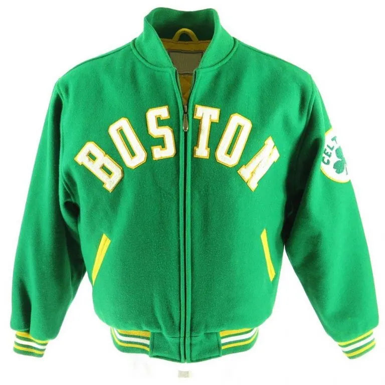 90’s Boston Celtics Classic NBA Basketball All Green Wool Men's Varsity Letterman Jacket