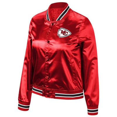 Kansas City Chiefs Lightweight Full-Snap Varsity Red Satin Men's Bomber Jacket