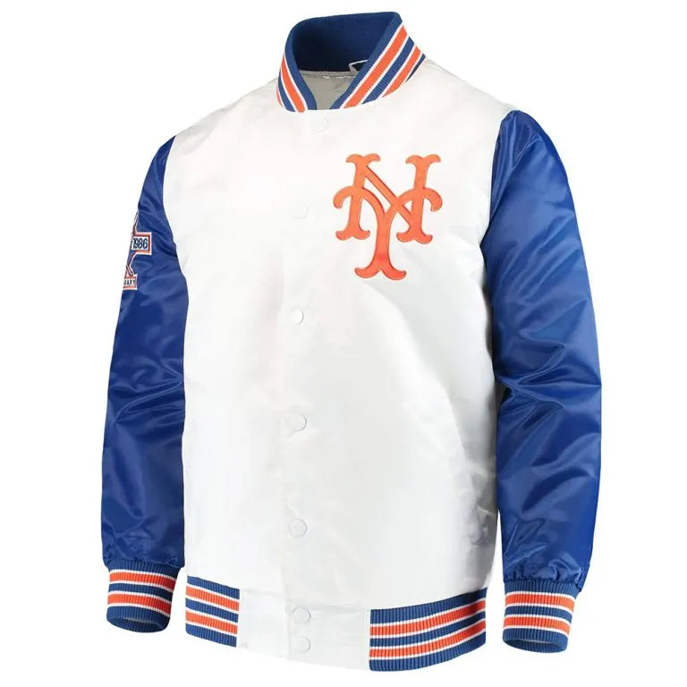 New York Mets The Legend Full-Snap Blue/White Satin Men's Jacket