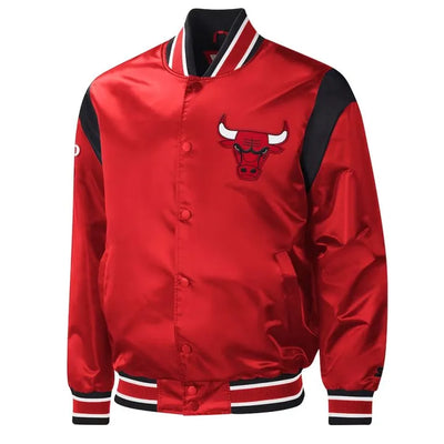 Chicago Bulls  Force Play Full-Snap Varsity Red Satin Men's Bomber Jacket
