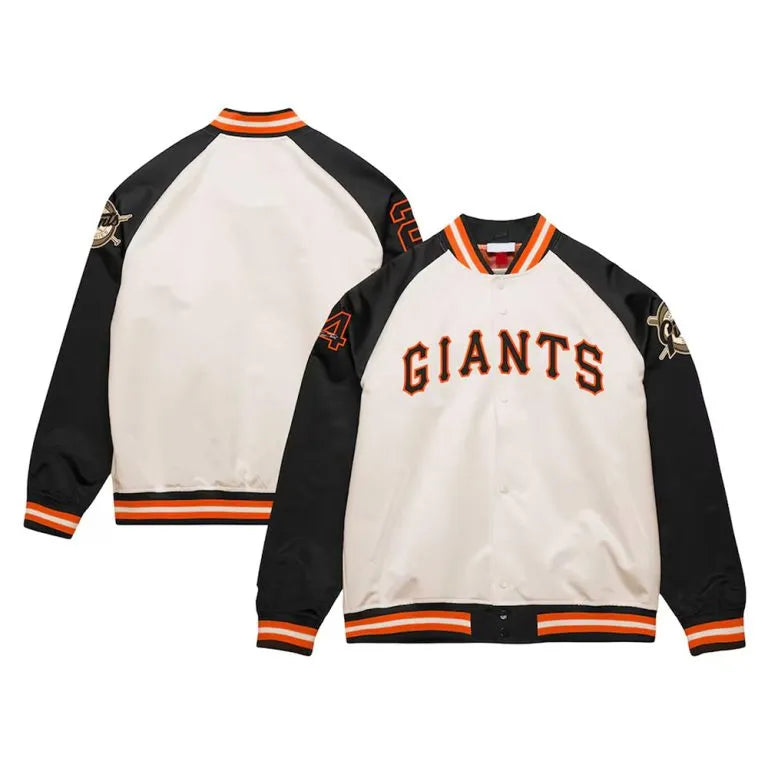 San Francisco Giants Black/Cream Satin Lightweight Full-Snap Raglan Men's Jacket