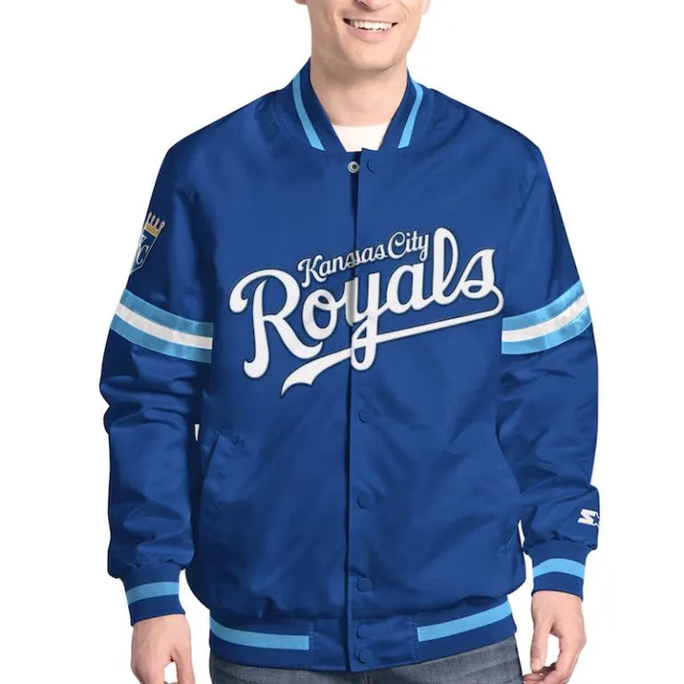 Kansas City Royals Scout Full-Snap Varsity Royal Blue Satin Men's Jacket