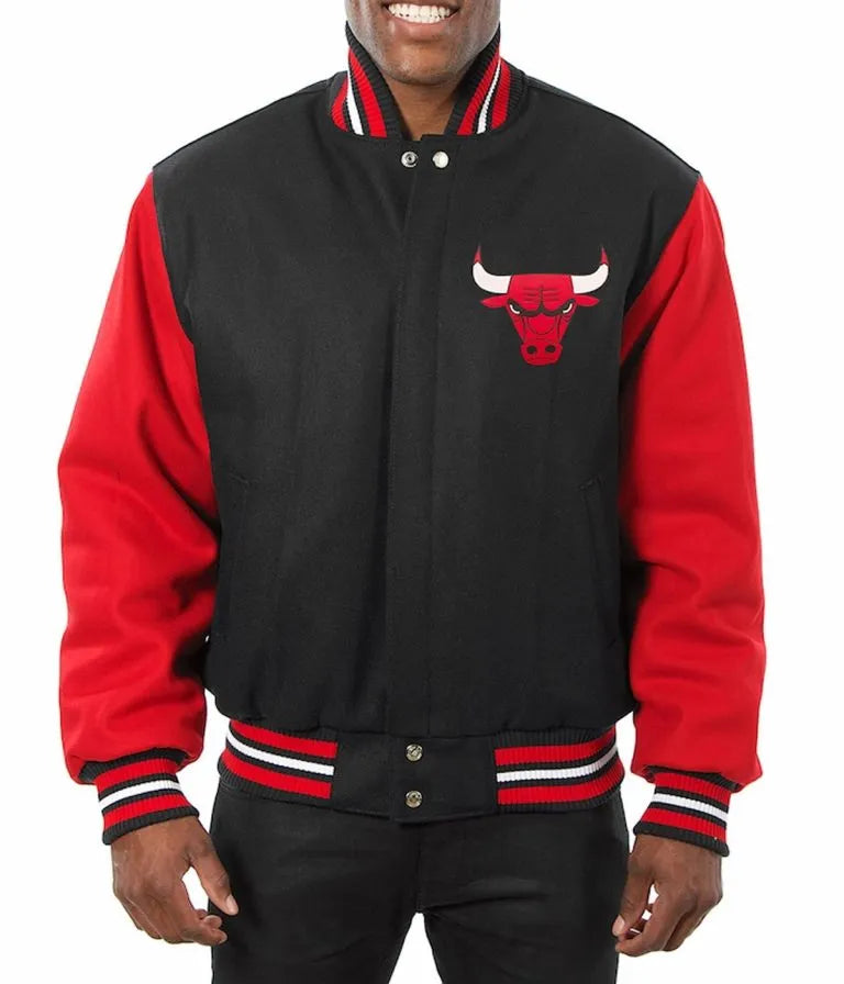 Chicago Bulls College Black All Wool Men's Varsity Letterman Jacket