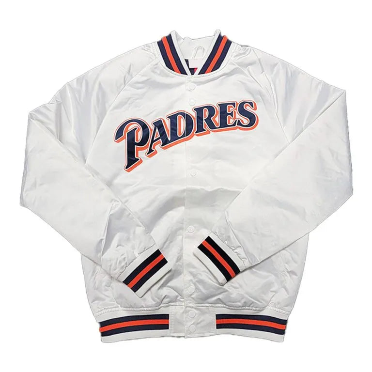 San Diego Padres Lightweight Full-Snap White Satin Men's Jacket