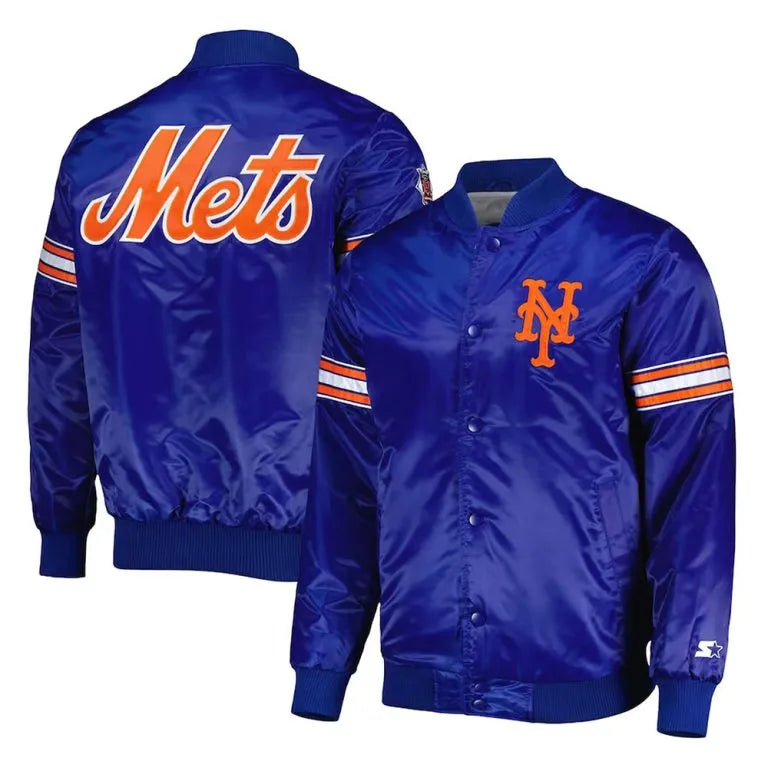 New York Mets Pick & Roll Blue Satin Full-Snap Men's Jacket