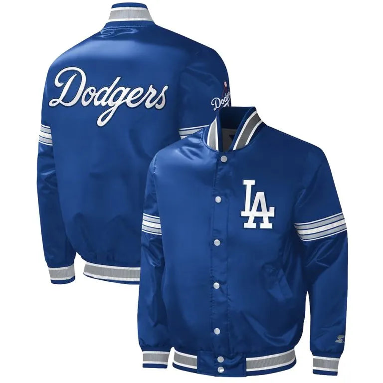 Los Angeles Dodgers Midfield Full-Snap Varsity Royal Blue Satin Men's Jacket