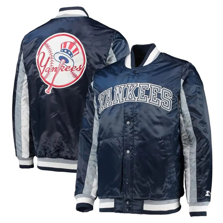 New York Yankees The Ace Navy Blue Satin Men's Jacket
