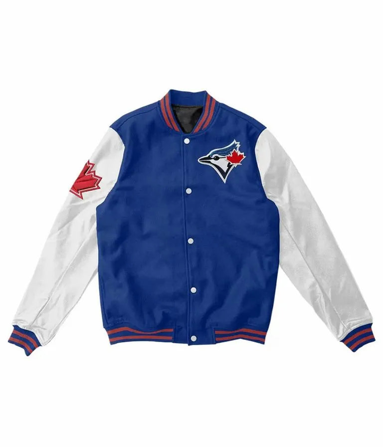 Toronto Blue Jays Blue Wool & White Leather Sleeves Varsity Men's Jacket