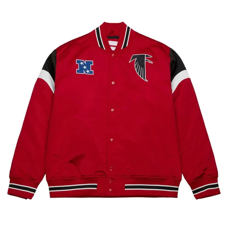 Atlanta Falcons Full-Snap Varsity Red Satin Men's Bomber Jacket