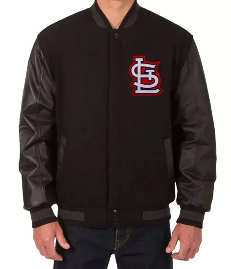 Louis Cardinals Black Wool & Leather Sleeves Varsity Men's Letterman Jacket
