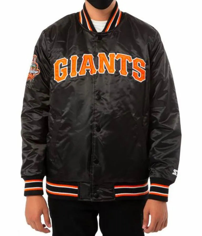 San Francisco Giants Full-Snap Black Satin Men's Jacket