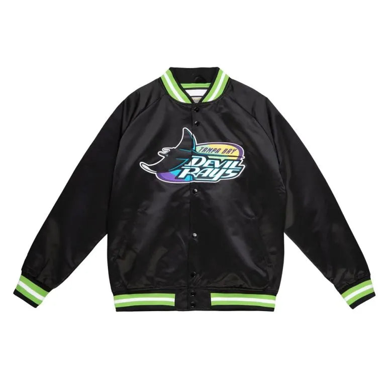 Tampa Bay Rays Devil Rays Lightweight Full-Snap Black Satin Men's Jacket