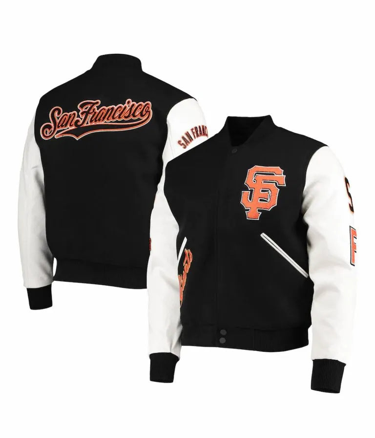 San Francisco Giants Black Wool & White Leather Sleeves Varsity Men's Jacket
