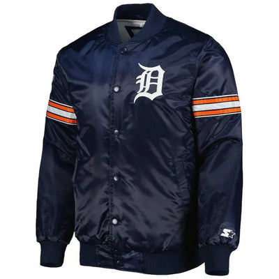 Detroit Tigers Pick & Roll Navy Blue Satin Full-Snap Men's Jacket