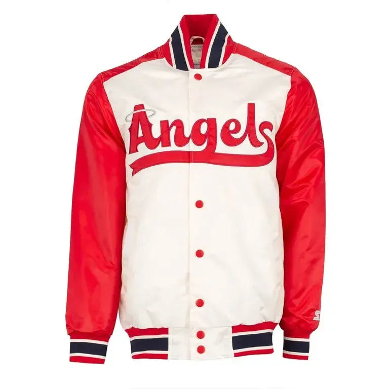 Angeles Angels City Connect Varsity Full-Snap Off White/Red Satin Men's Jacket