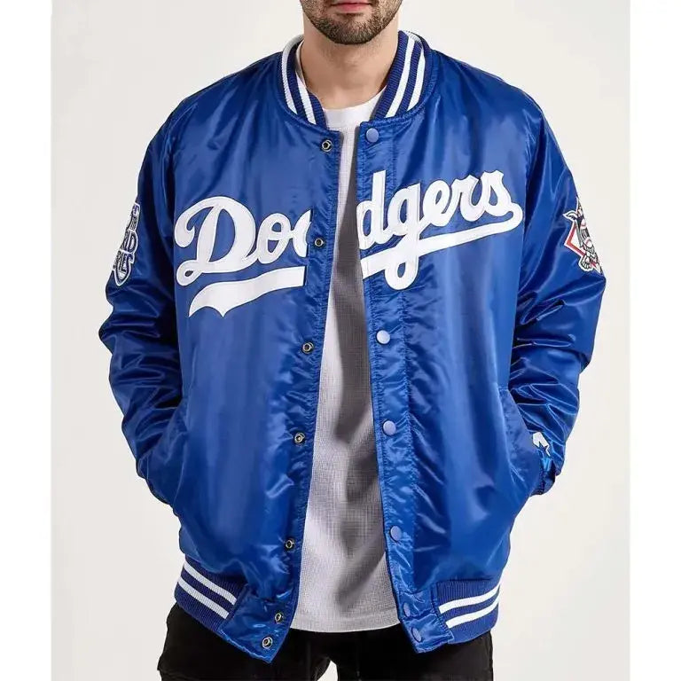 LA Dodgers National Varsity Full-Snap Royal Blue Satin Men's Jacket