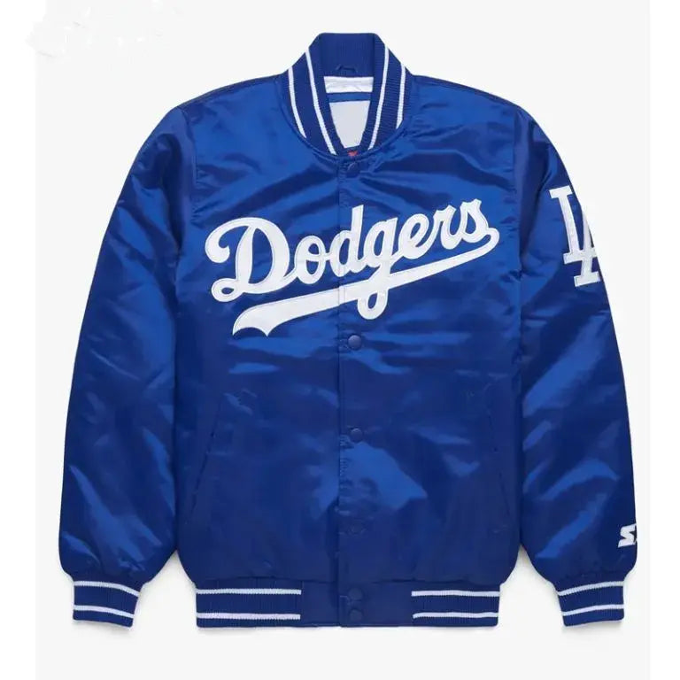 90’s Los Angeles Dodgers Throwback Full-Snap Royal Blue Satin Men's Jacket