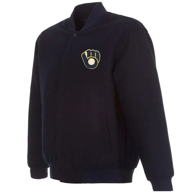 Milwaukee Brewers Bomber Black Wool Varsity Men's Jacket