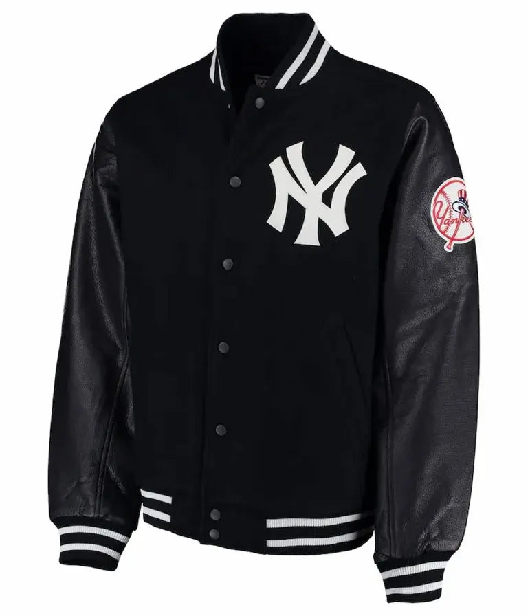 New York Yankees Letterman Black Wool/Leather Men's Jacket
