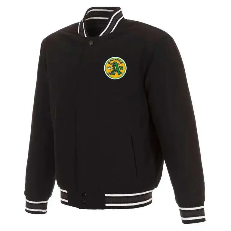 Oakland Athletics Varsity Letterman Wool Black Men's Jacket