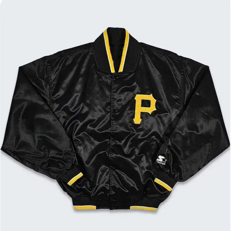 90’s Pittsburgh Pirates Black Satin Full-Snap Men's Jacket