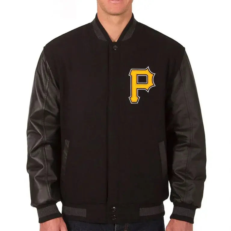 Pittsburgh Pirates Black Wool/Leather Varsity Men's Jacket