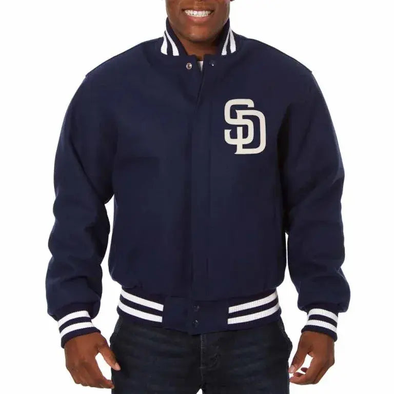 San Diego Padres Bomber Navy Blue Wool Men's Jacket