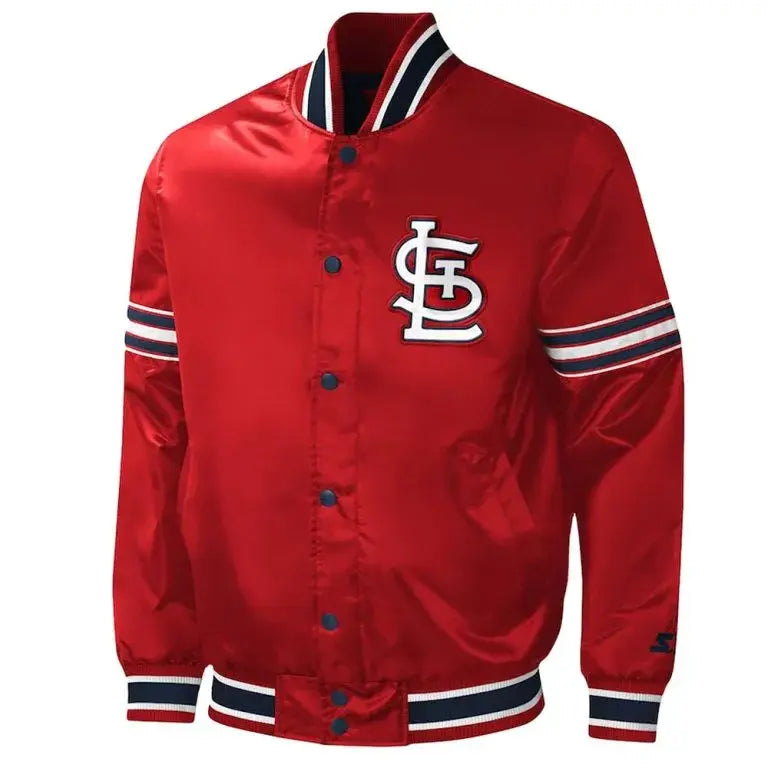 St. Louis Cardinals Midfield Varsity Full-Snap Red Satin Men's Jacket