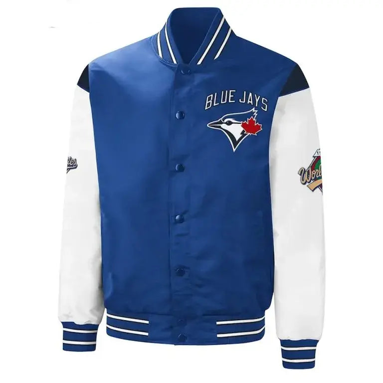 Toronto Blue Jays Challenger Full-Snap Royal Blue/White Polyester Varsity Men's Jacket