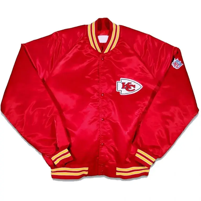 Kansas City Chiefs Full-Snap Varsity Red Satin Men's Bomber Jacket