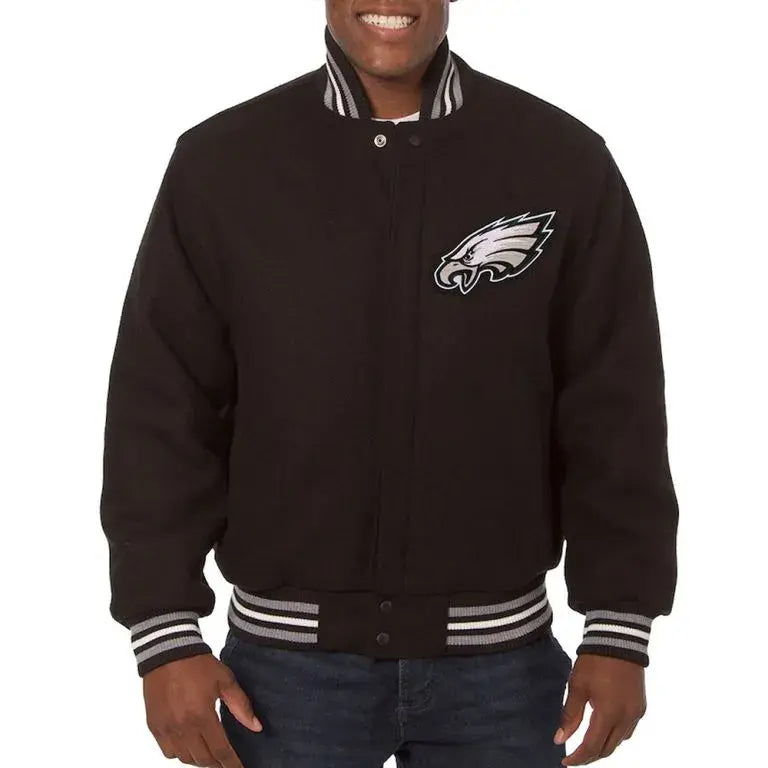 Philadelphia Eagles Black All Wool Men's Varsity Letterman Jacket