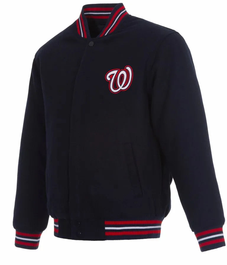 Washington Nationals Bomber Navy Blue Wool Varsity Men's Jacket