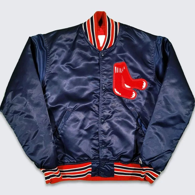 Boston Red Sox 80’s Vintage Blue Full-Snap Men's Bomber Jacket