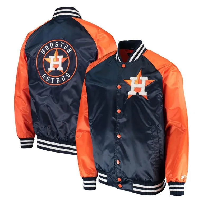 Houston Astros The Lead Off Hitter Navy/Orange Satin Men's Jacket