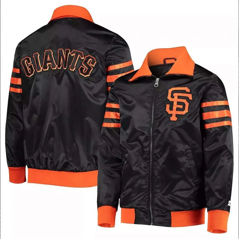 San Francisco Giants The Captain II Full-Snap Black Satin Men's Jacket