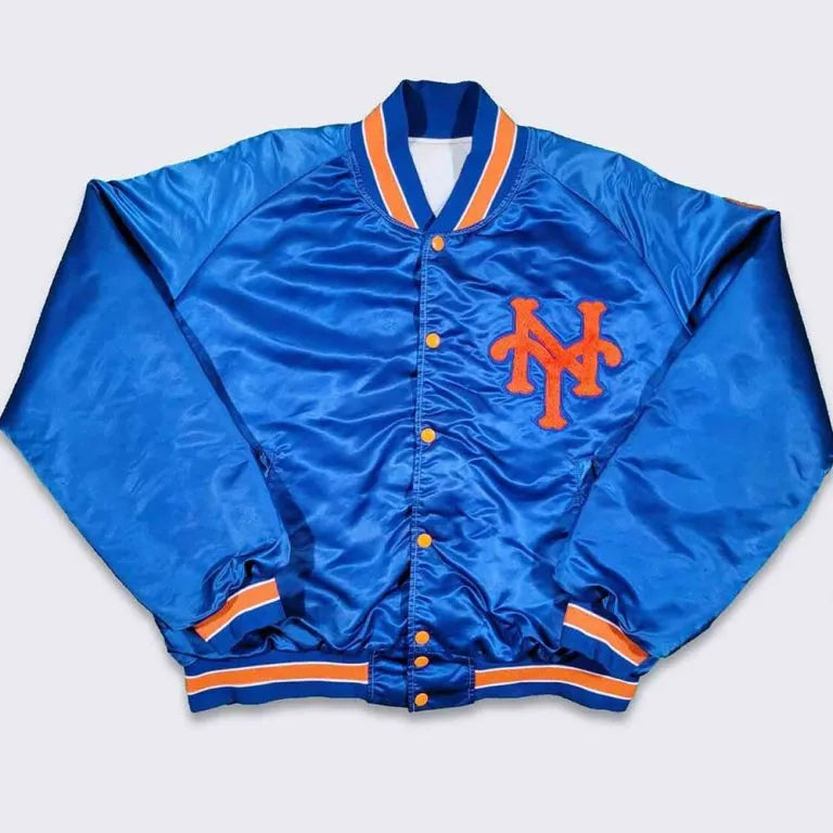1986 New York Mets World Champs Blue Full-Snap Satin Men's Jacket
