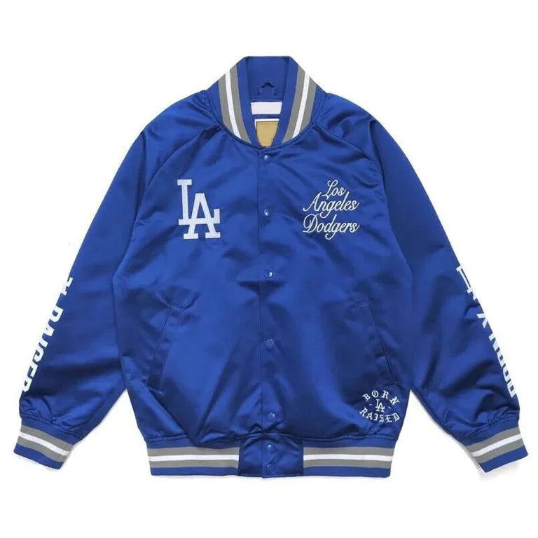 LA Dodgers Born Raised Post Season Blue Full-Snap Satin Men's Jacket