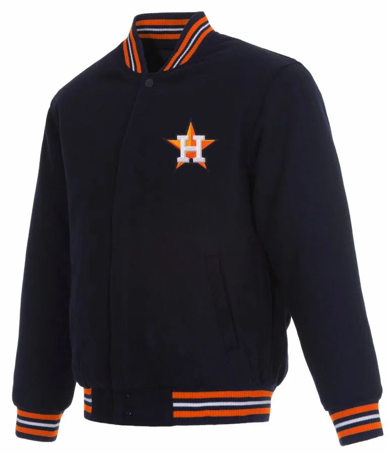 Houston Astros Bomber Navy Blue Wool Varsity Men's Jacket